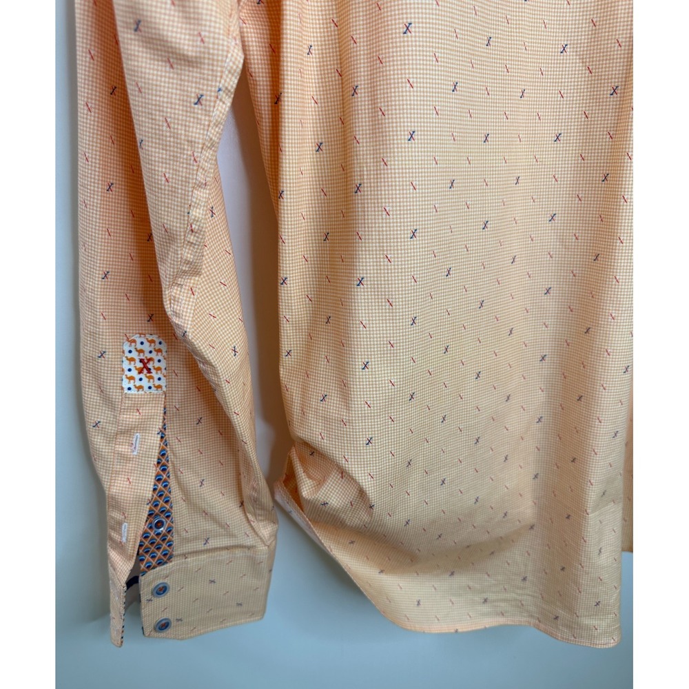Robert Graham X Collection Orange Geometric Print Shirt XL Button LS Flip Cuff - Picture 15 of 16